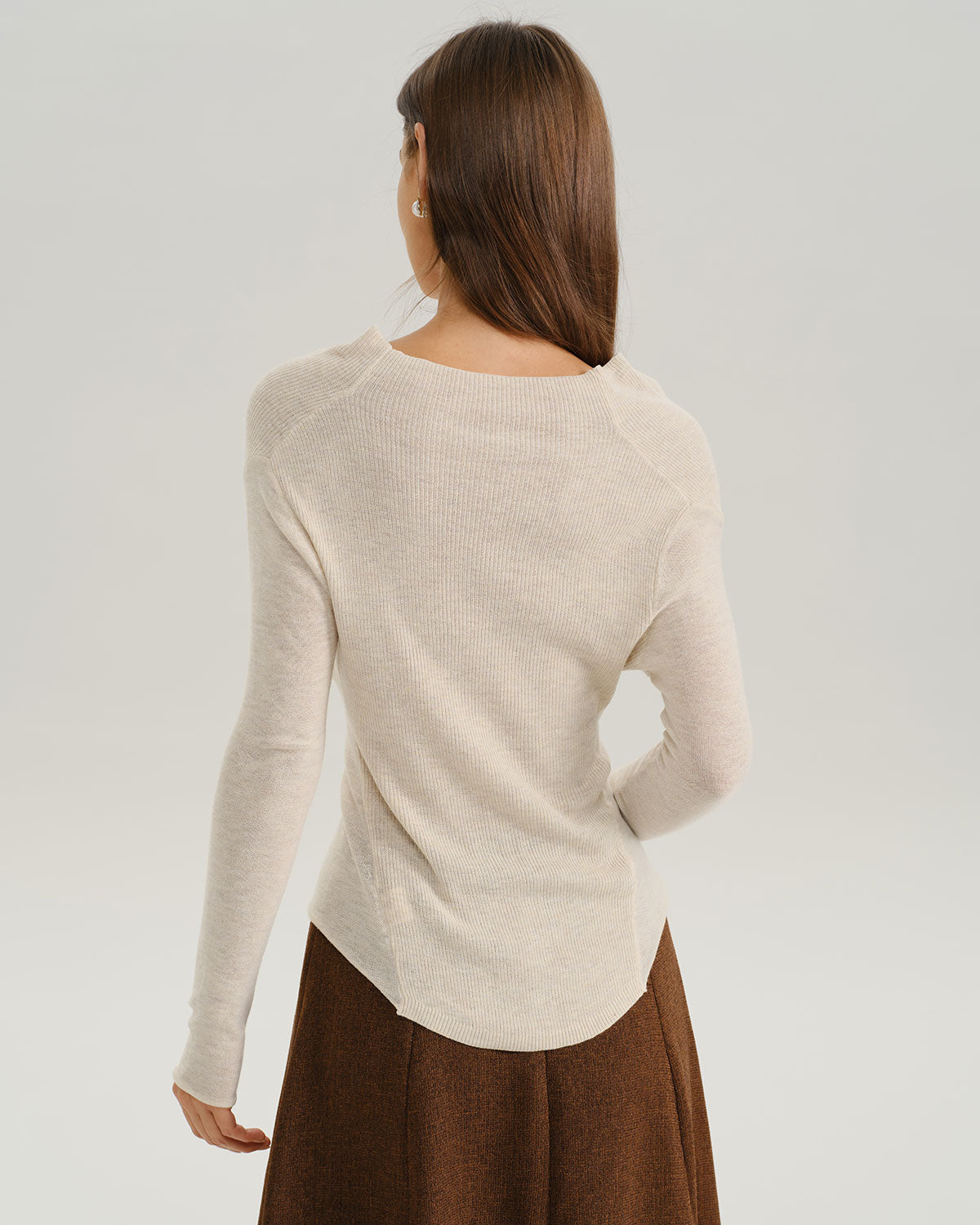 Apricot Cowl Neck Knit Tee
