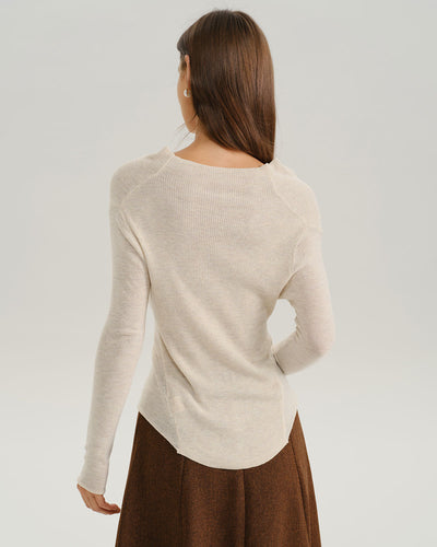 Apricot Cowl Neck Knit Tee