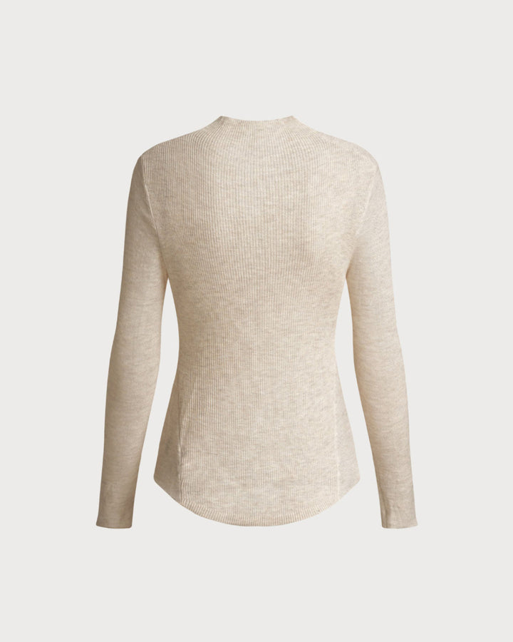Apricot Cowl Neck Knit Tee