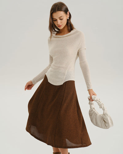 Apricot Cowl Neck Knit Tee