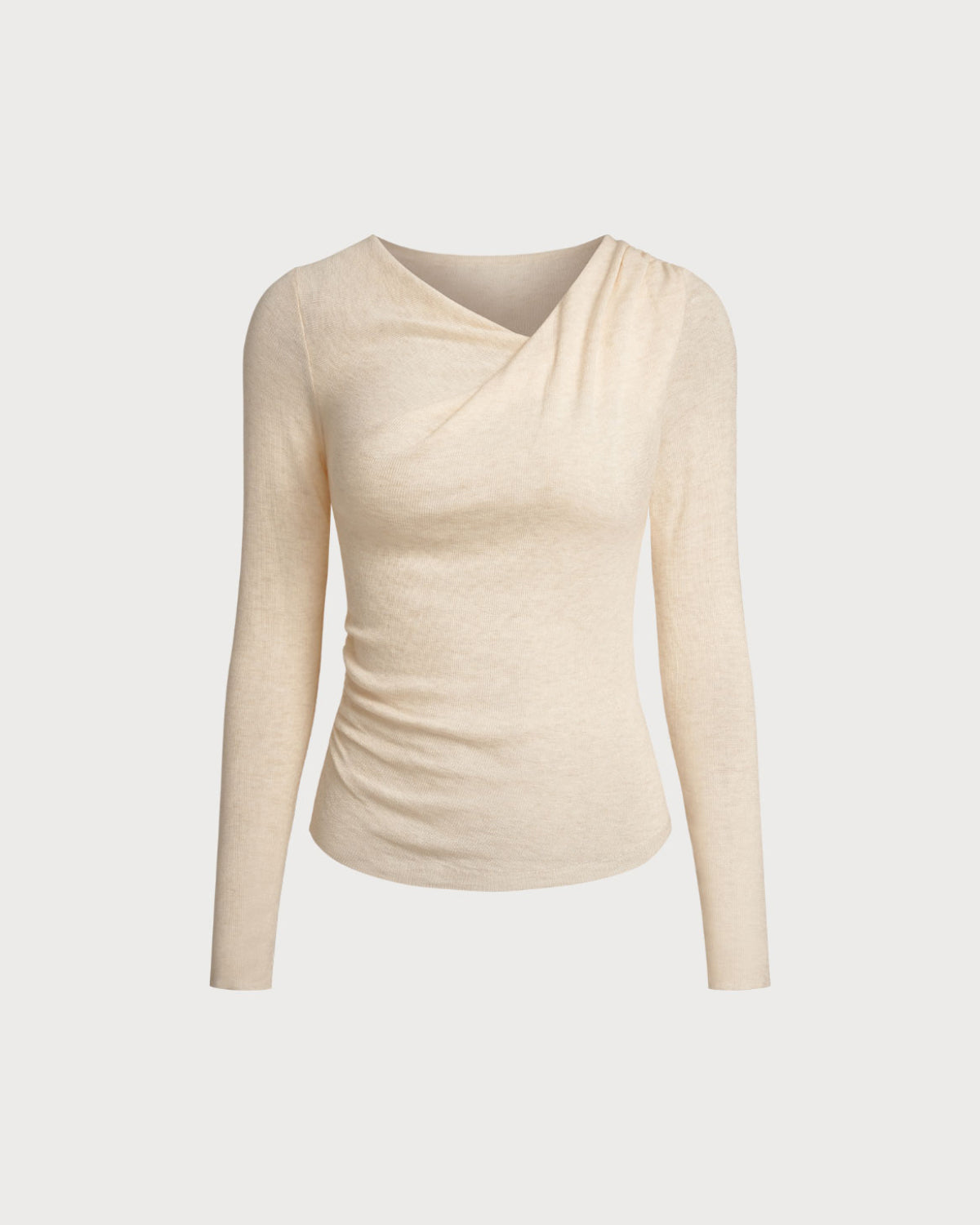Apricot Cowl Neck Ruched Slim Tee