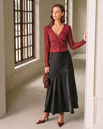 Red V Neck Button Cardigan