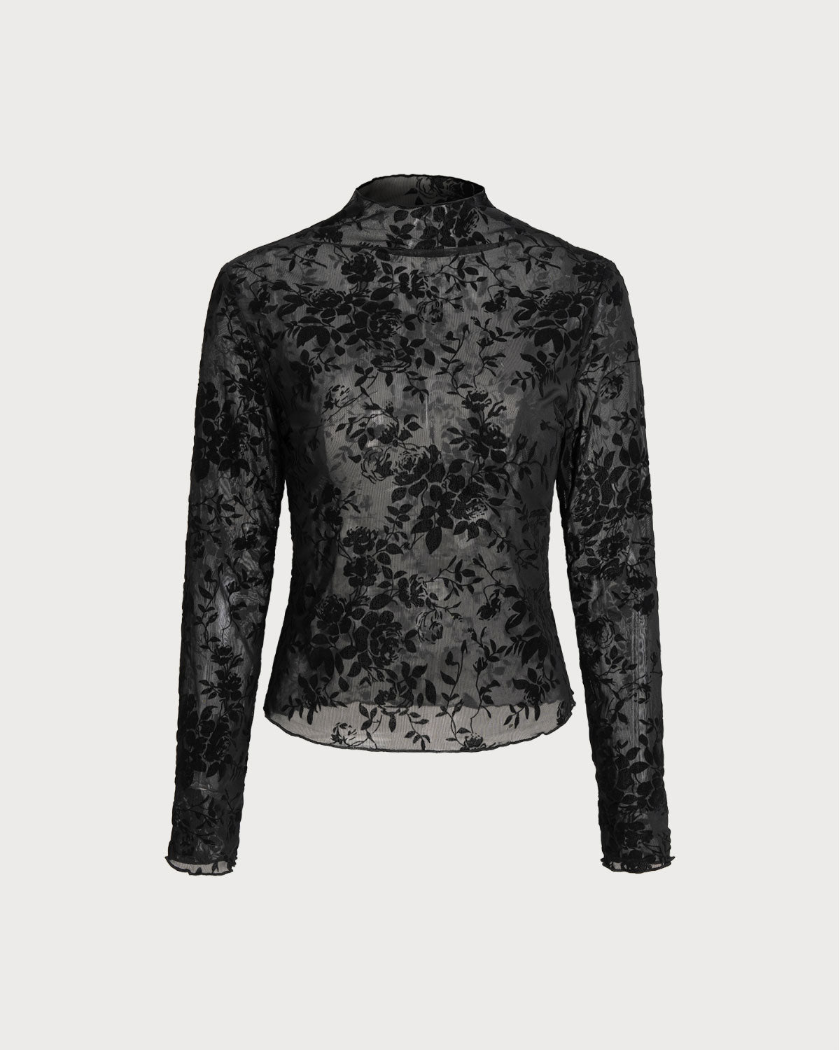 Black Floral See-through Tee