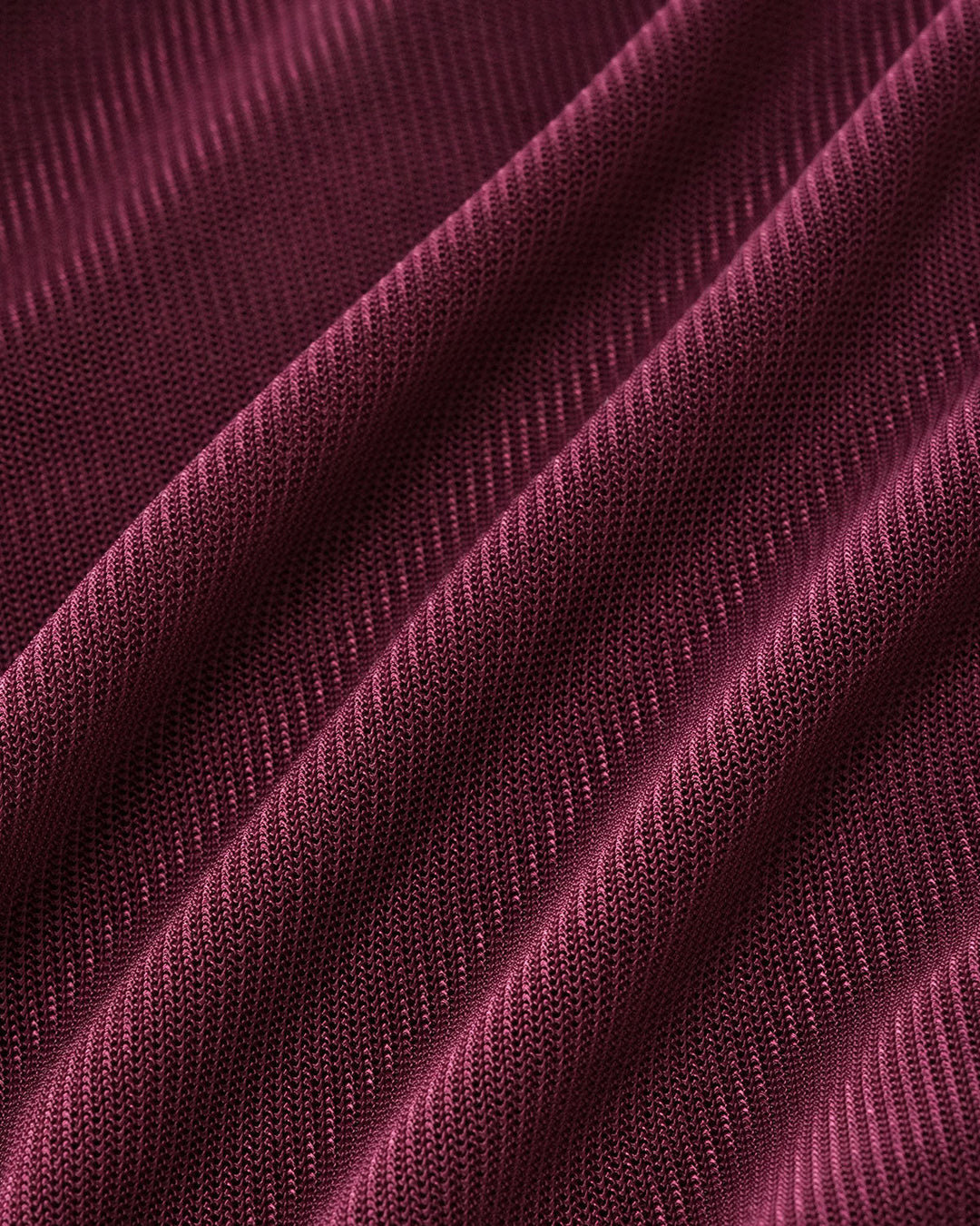 Wine Red V Neck Slim Mesh Tee