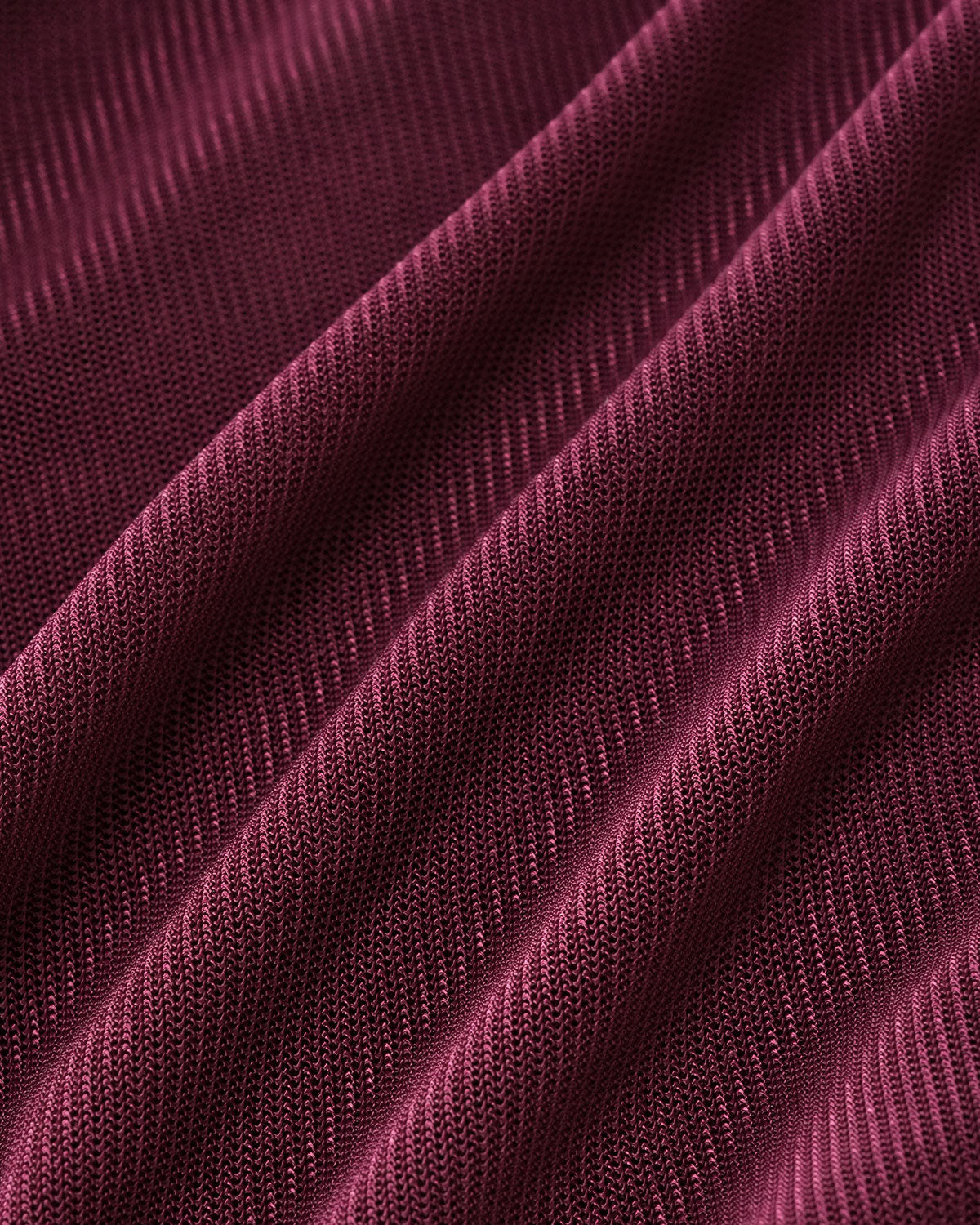 Wine Red V Neck Slim Mesh Tee