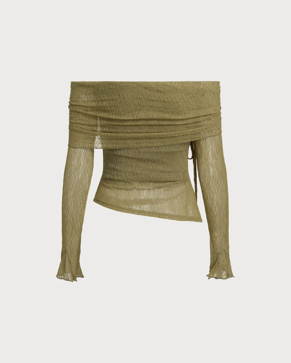 Green Off The Shoulder Bell Sleeve Tee