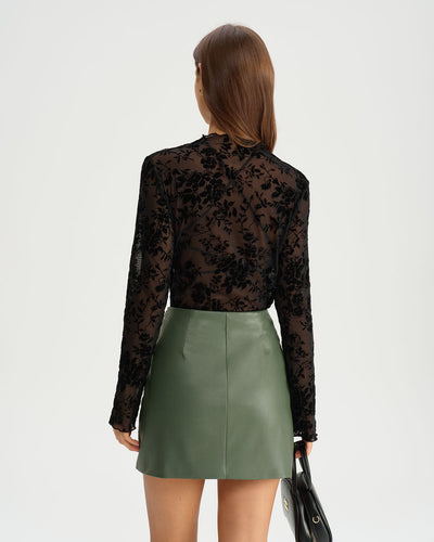 Black Floral See-through Tee