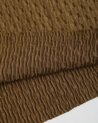 Brown Boat Neck Bell Sleeve Knit Tee