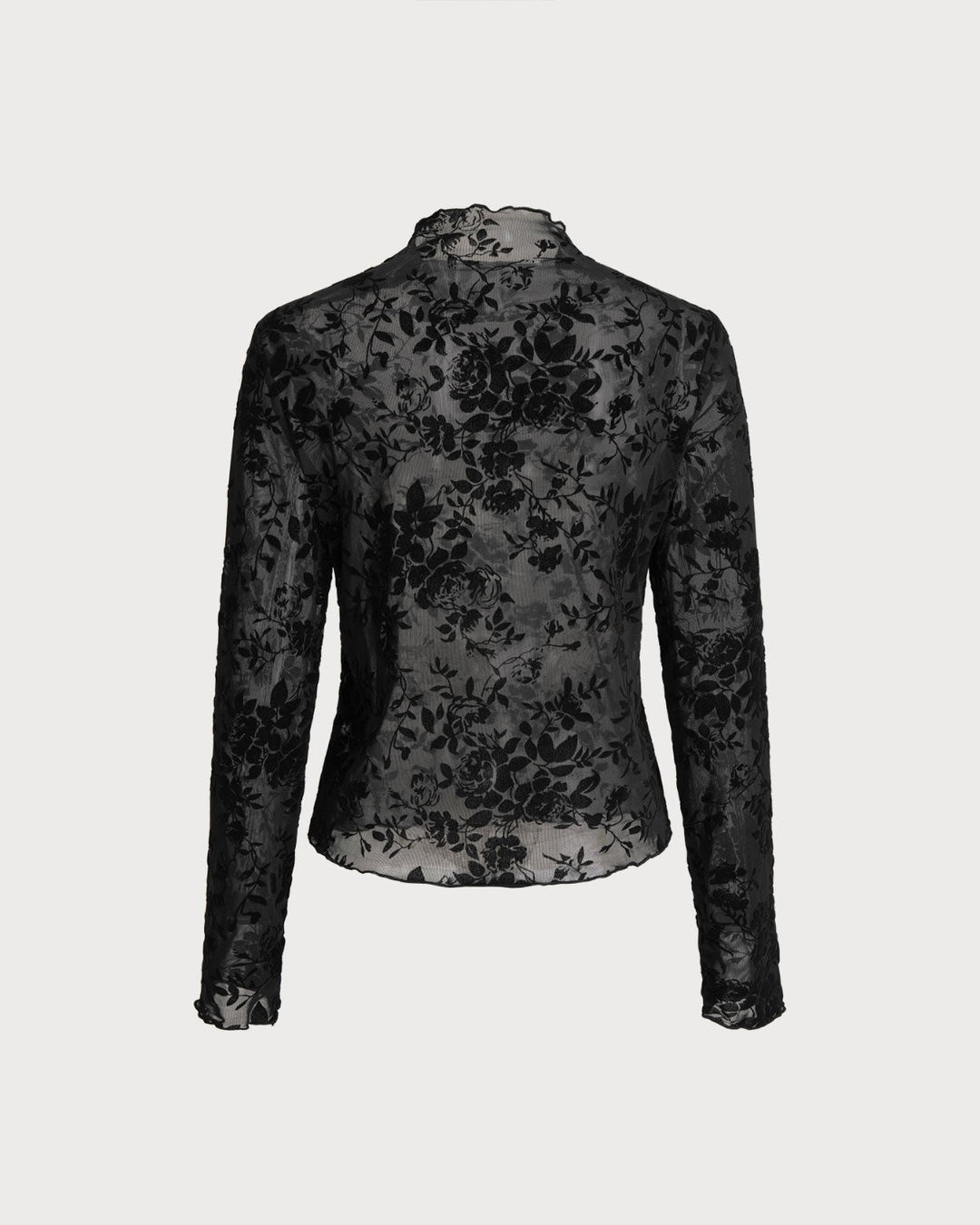 Black Floral See-through Tee - Celestia Couture