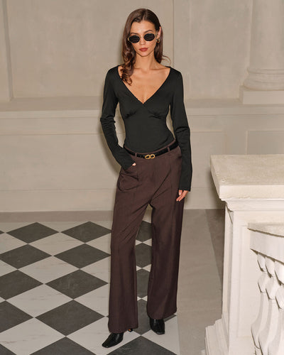 Black Ruched Slim Knit Tee