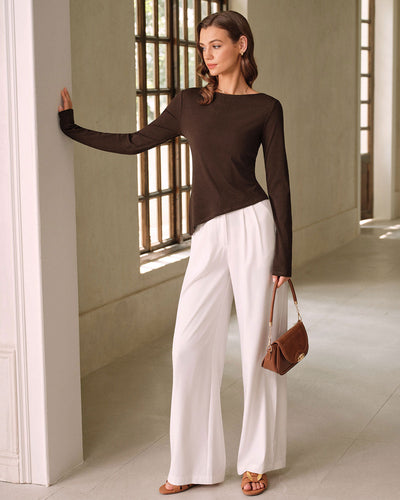 Brown Round Neck Knit Tee