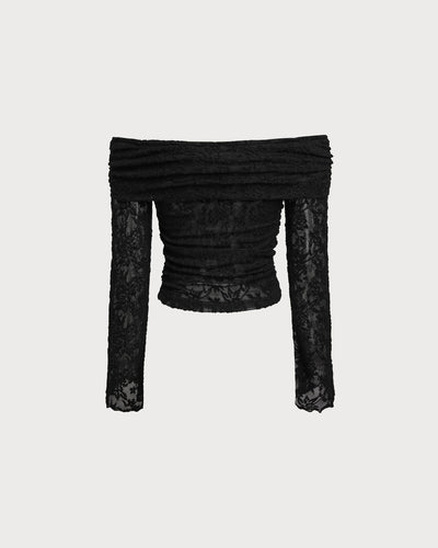 Black Lace Off The Shoulder Tee