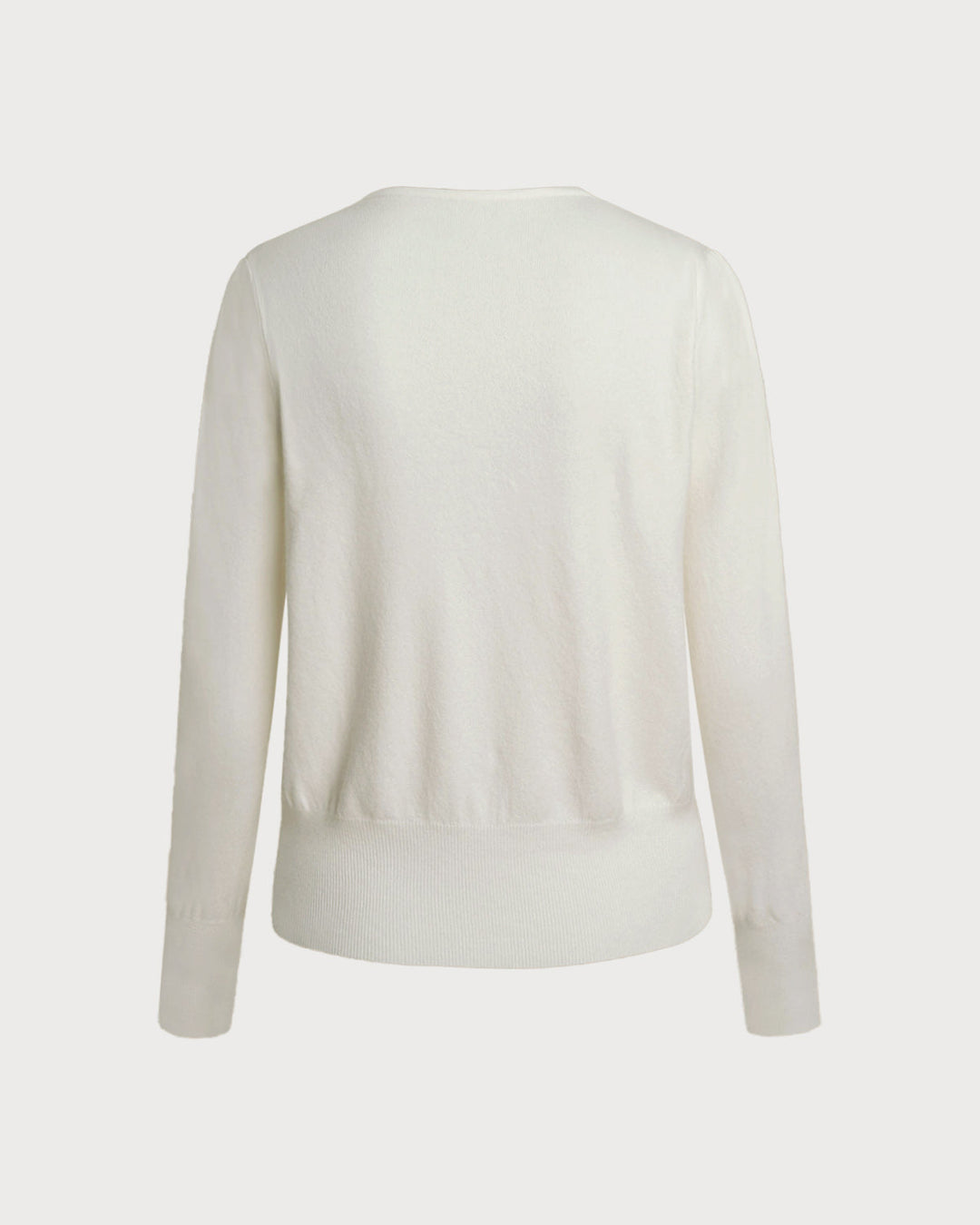 White V Neck Pearl Button Sweater - Celestia Couture