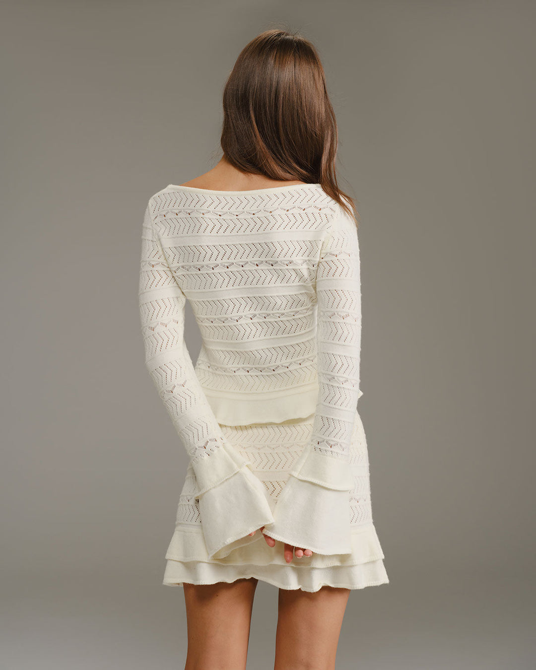 Beige Ruffle Bell Sleeve Tee - Celestia Couture