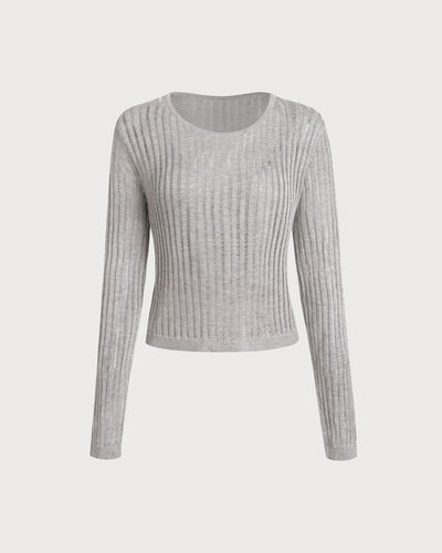 Grey Pullover Sweater Two-Piece Set