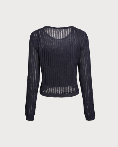 Navy Pullover Sweater Two-Piece Set