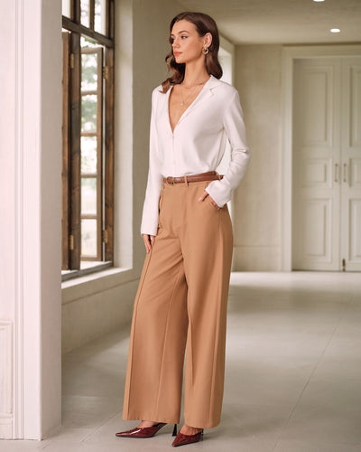 White V-Neck Single Breasted Sweater