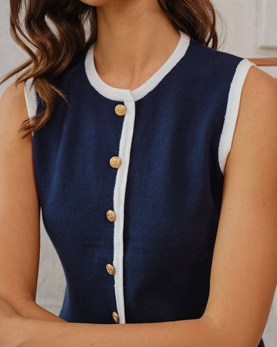 Navy Contrasting Knit Vest