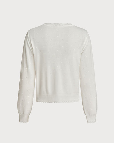 White V Neck Button Cardigan