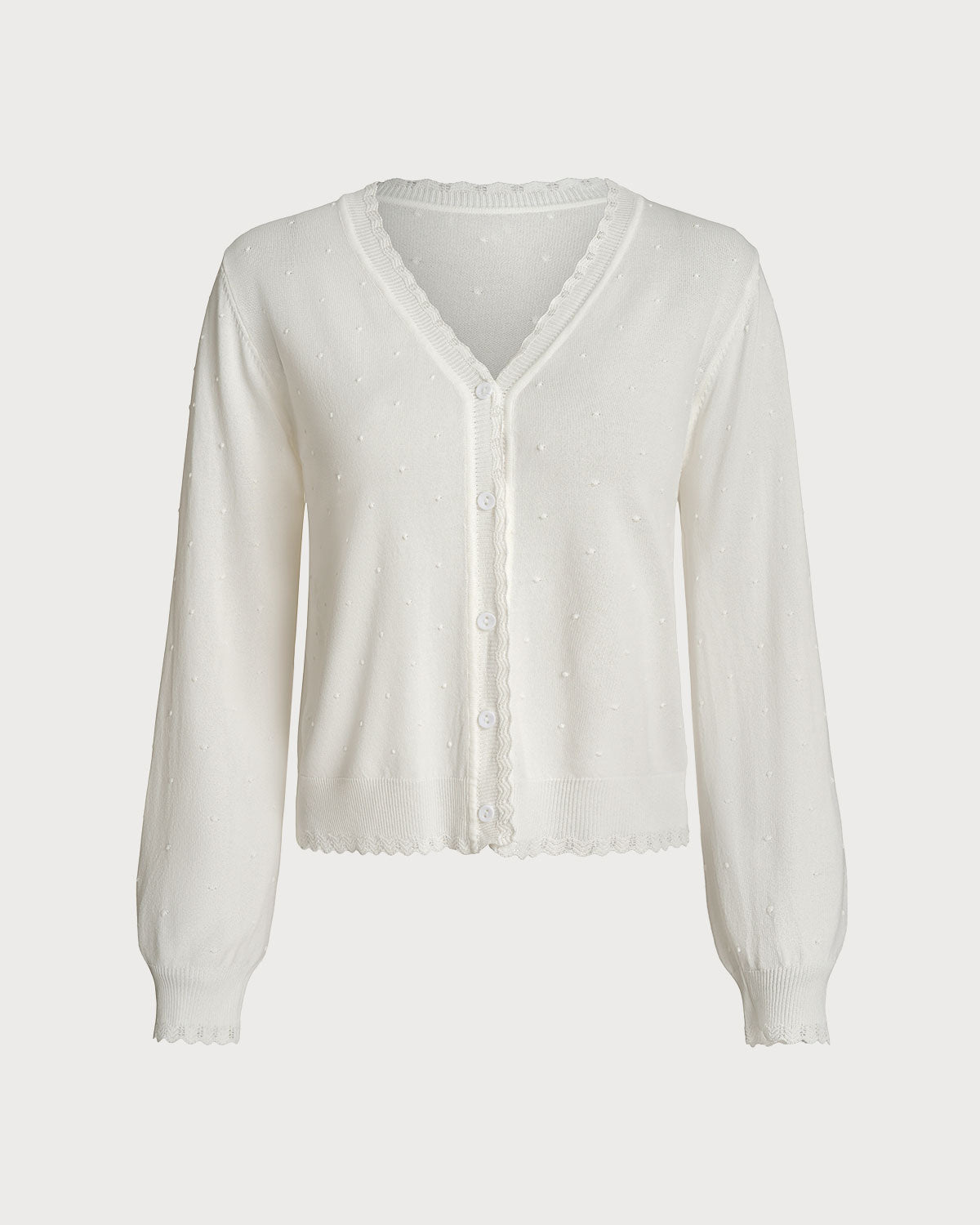 White V Neck Button Cardigan