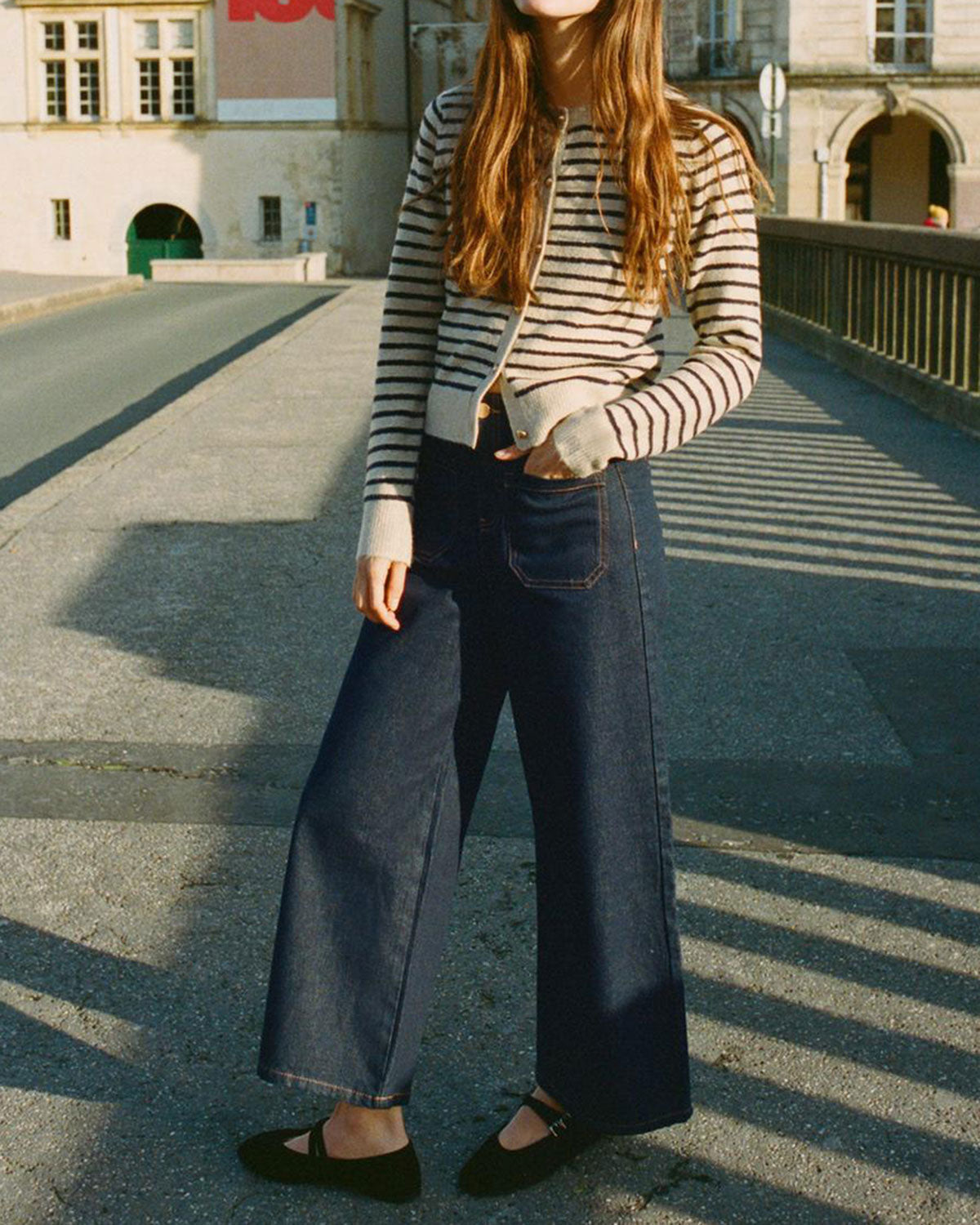 Khaki Striped Button Knit Cardigan