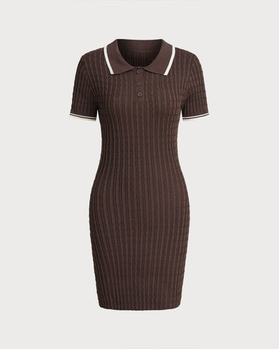 Coffee Bodycon Sweater Mini Dress
