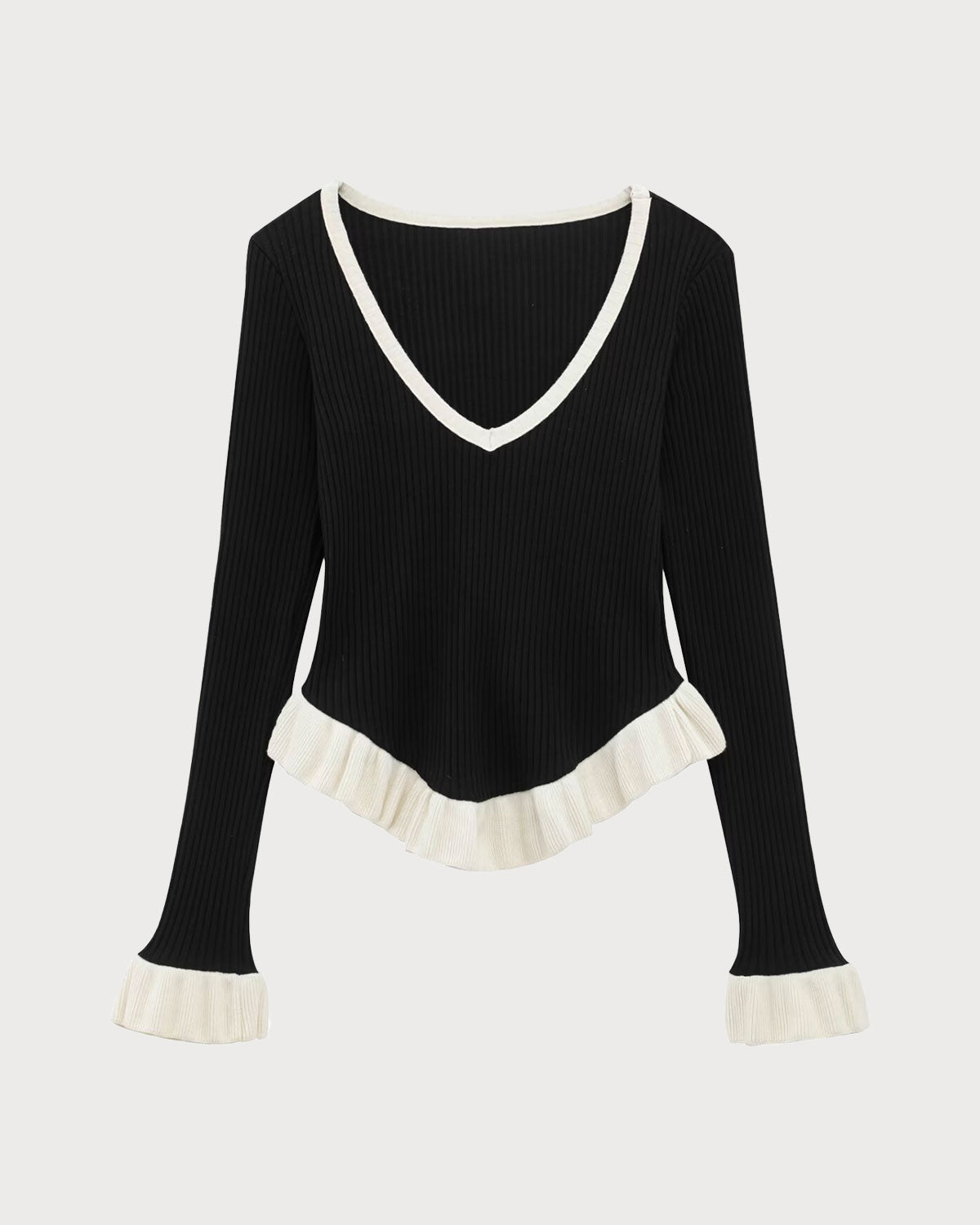 Black Contrasting Scoop Neck Tee