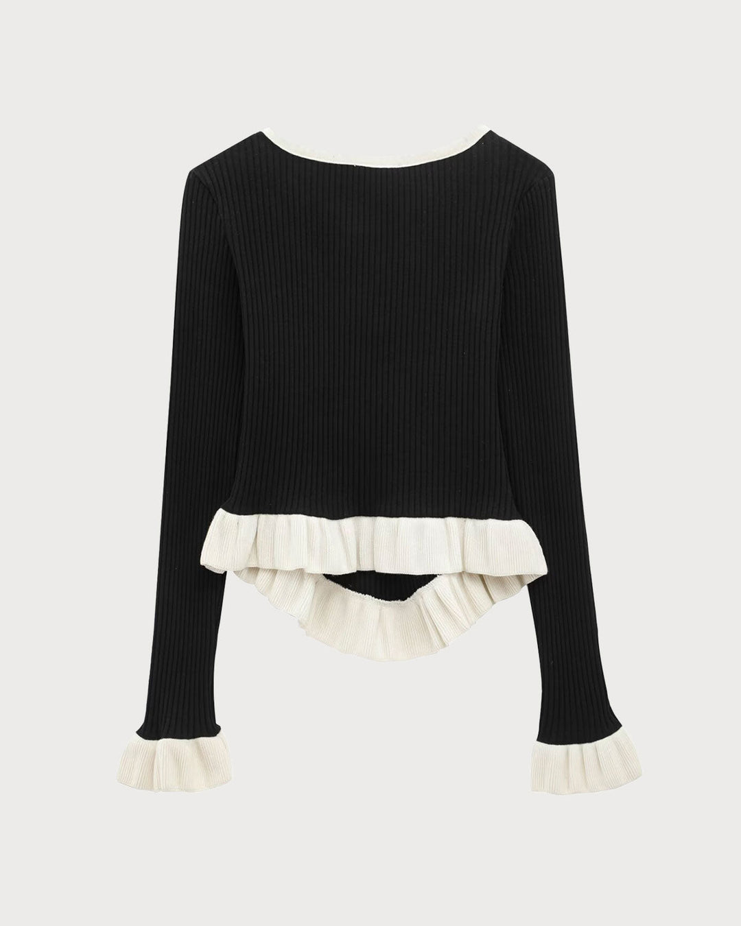 Black Contrasting Scoop Neck Tee - Celestia Couture