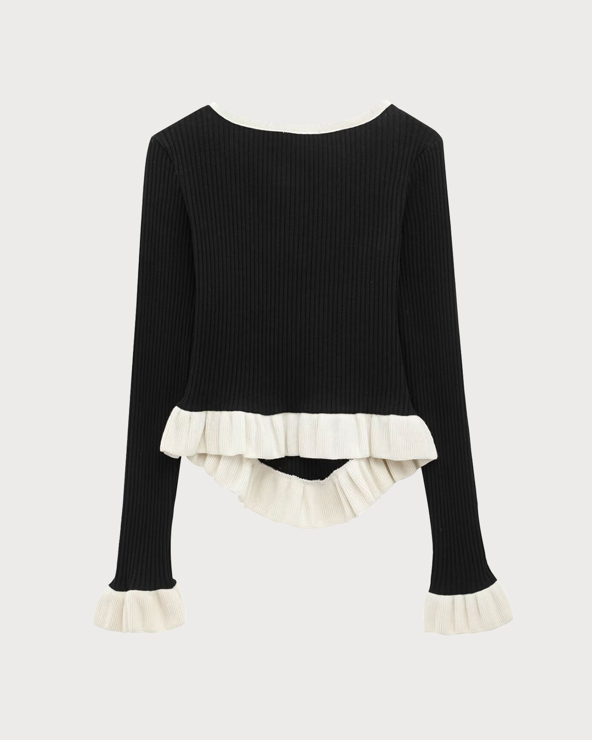 Black Contrasting Scoop Neck Tee