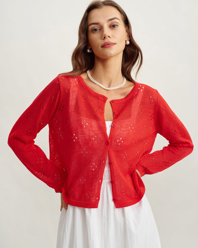 Red See-through Cardigan