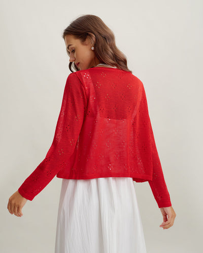 Red See-through Cardigan