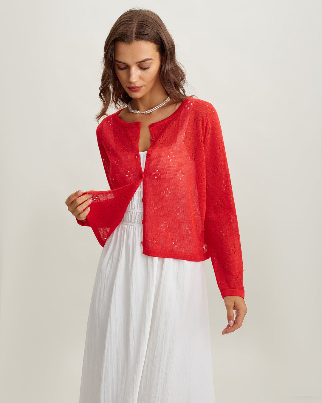 Red See-through Cardigan