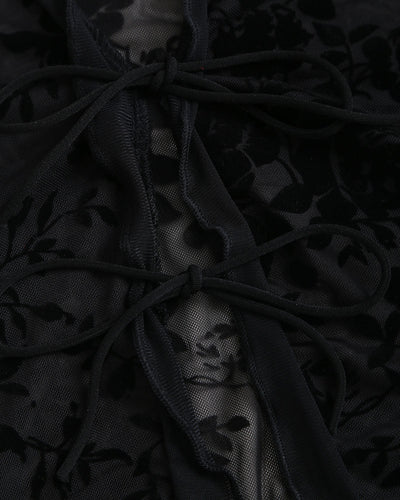 Black V Neck See-through Cardigan