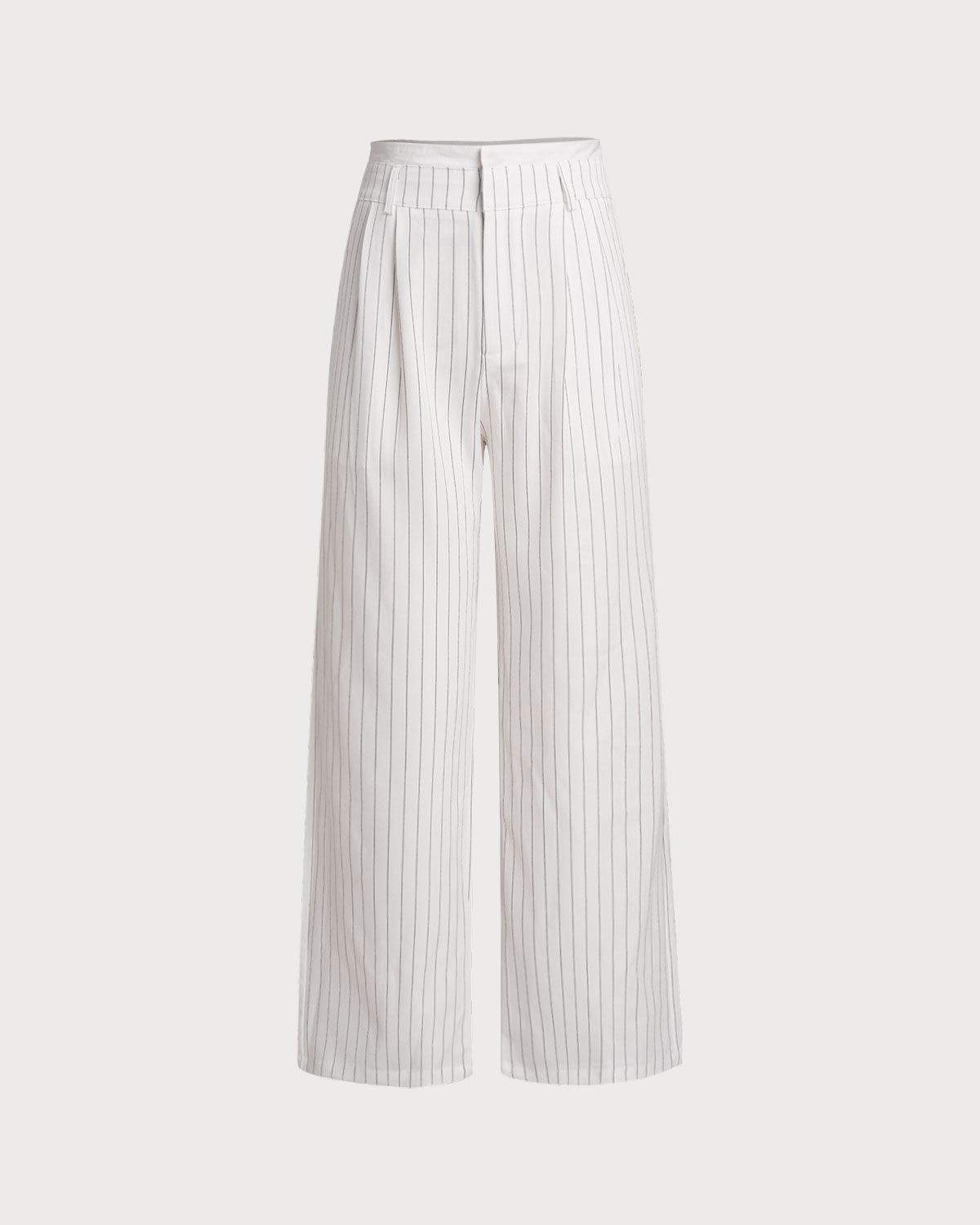 White Striped Straight Casual Pants