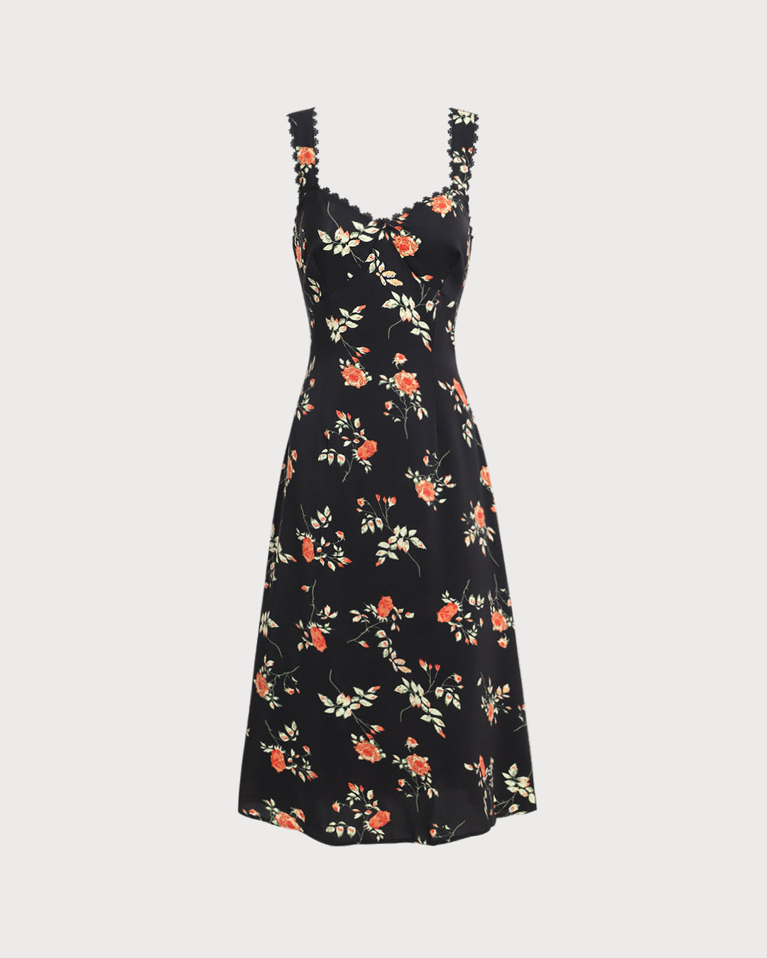 Black Floral Shirred Slip Maxi Dress - Celestia Couture