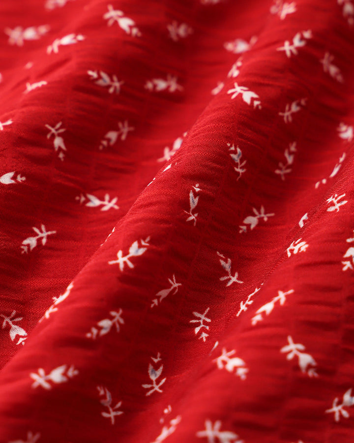Red Floral V Neck Ruffle Maxi Dress - Celestia Couture