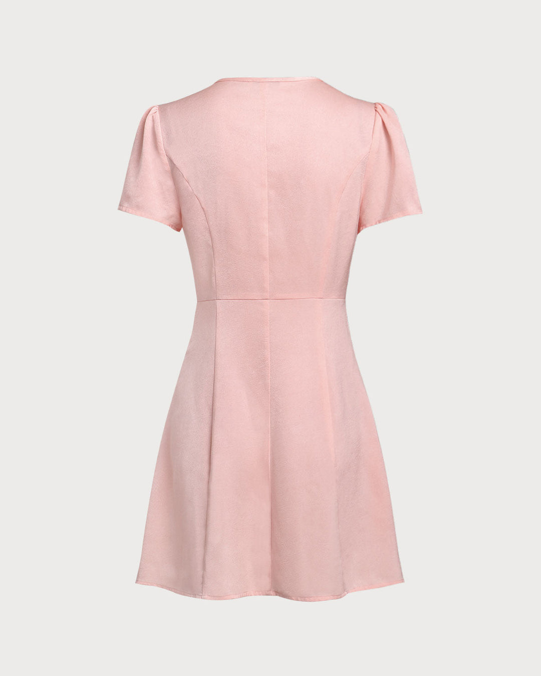 Pink V Neck Button Mini Dress - Celestia Couture