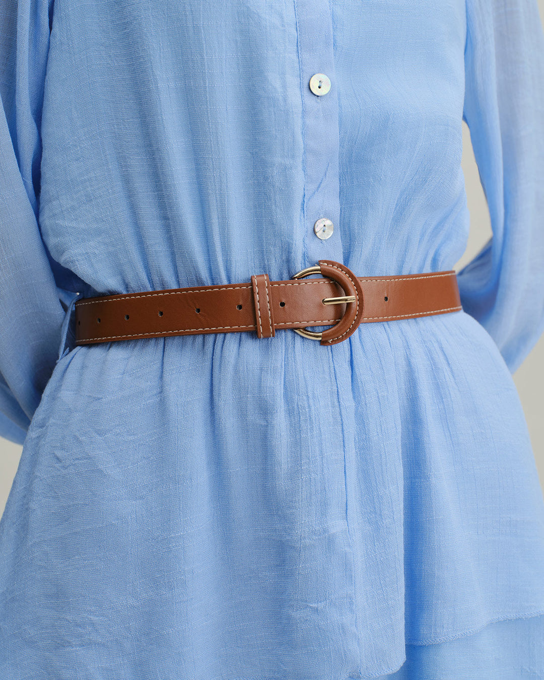 Blue V-Neck Tiered Mini Dress