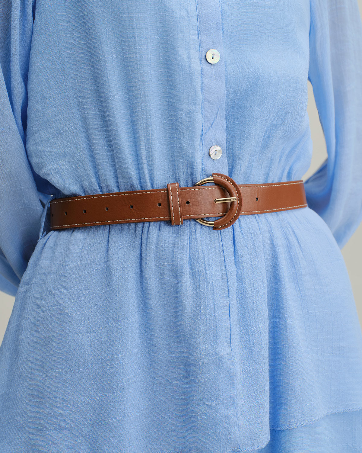 Blue V-Neck Tiered Mini Dress