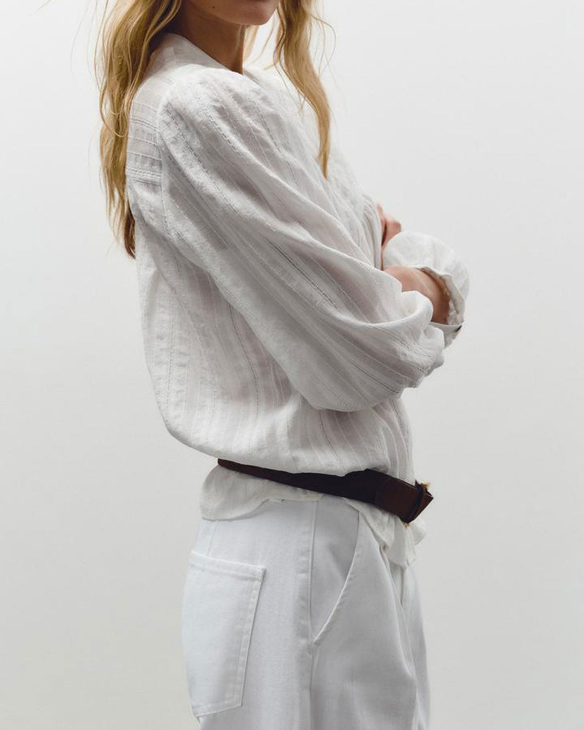 White Loose See Through Blouse