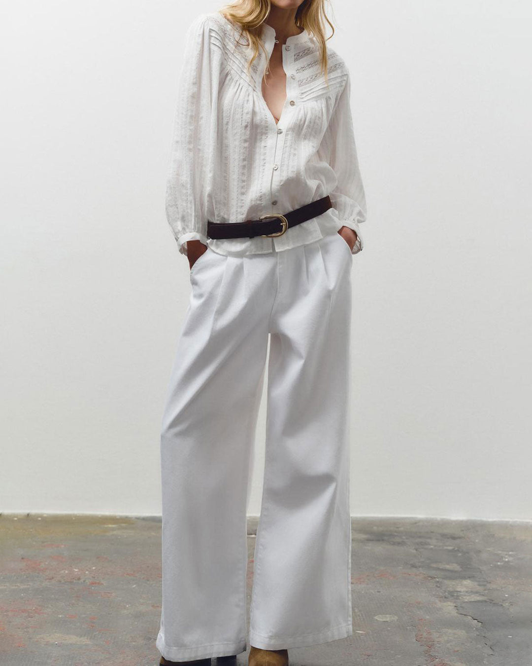 White Loose See Through Blouse