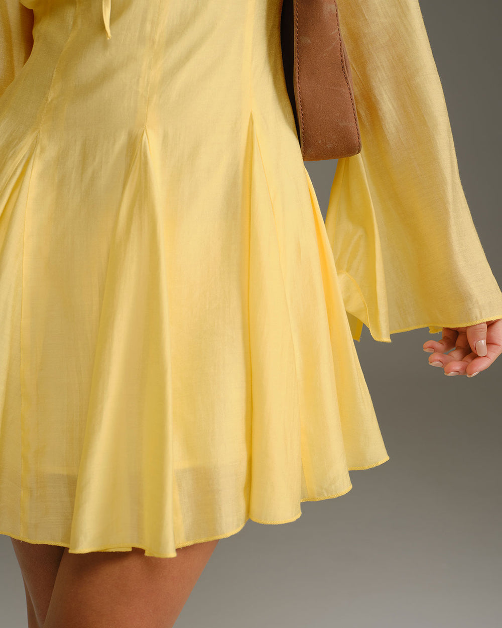 Yellow Bell Sleeve A-Line Mini Dress - Celestia Couture