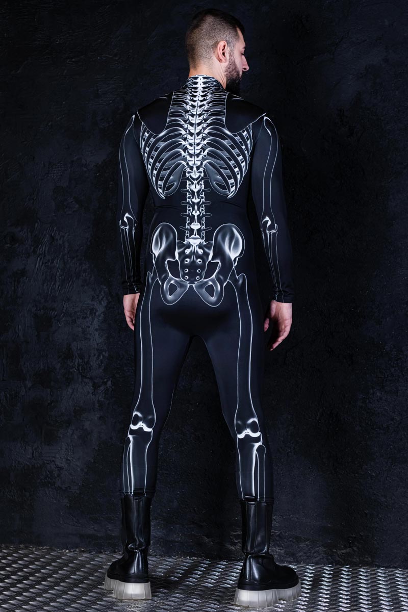 X-Ray Negative Skeleton Men Costume