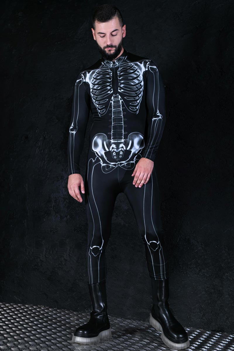 X-Ray Negative Skeleton Men Costume