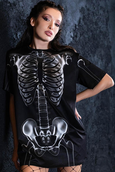 X-Ray Negative Skeleton Tee Dress