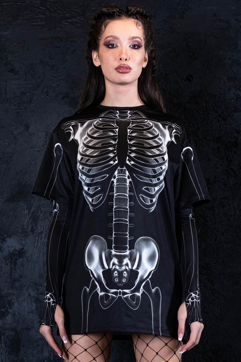 X-Ray Negative Skeleton Tee Dress