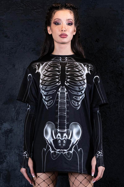 X-Ray Negative Skeleton Tee Dress