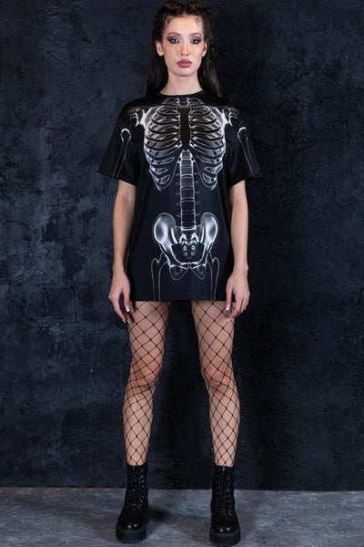X-Ray Negative Skeleton Tee Dress