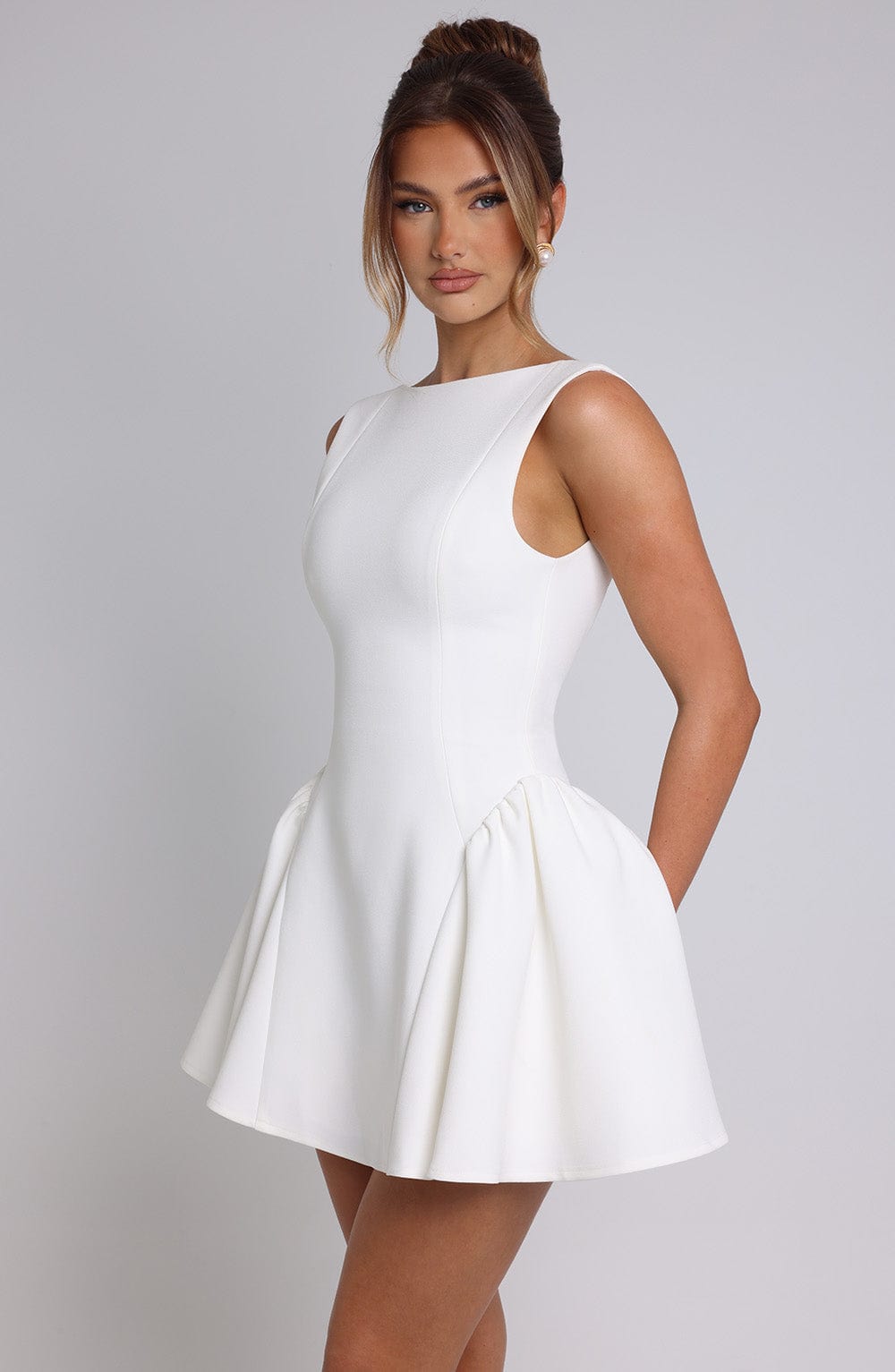 Yalina Mini Dress - Ivory - Celestia Couture