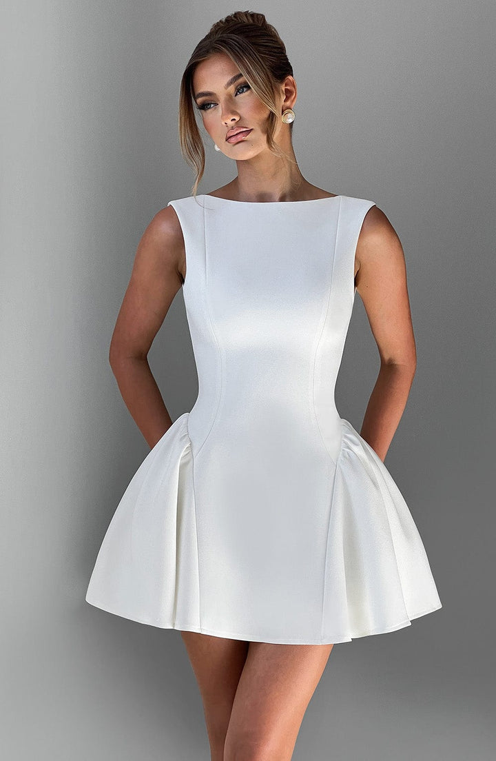 Yalina Mini Dress - Ivory - Celestia Couture